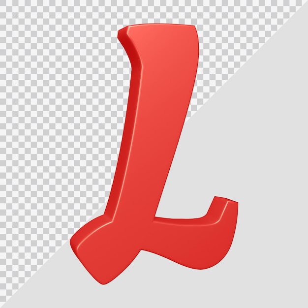 3d-weergave van alfabet letter l
