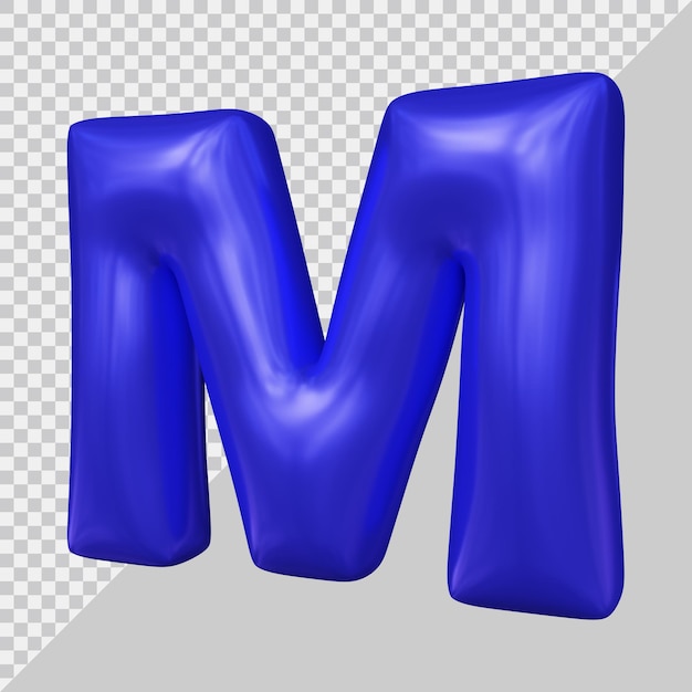 3d-weergave van alfabet letter m met moderne stijl