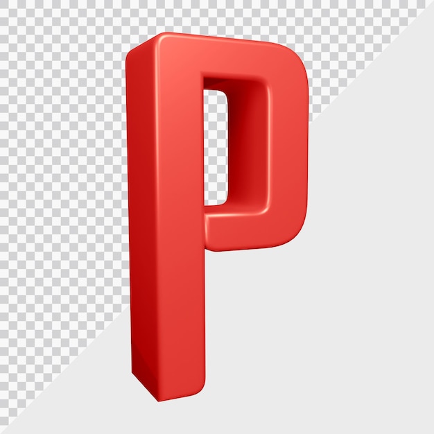 3d-weergave van alfabet letter p