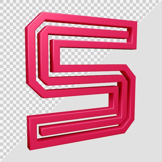 3D-weergave van alfabet letter s