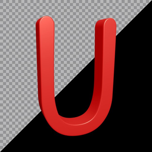 3D-weergave van alfabet letter u
