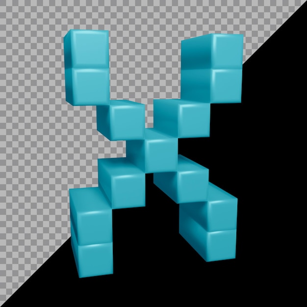 3D-weergave van alfabet letter x