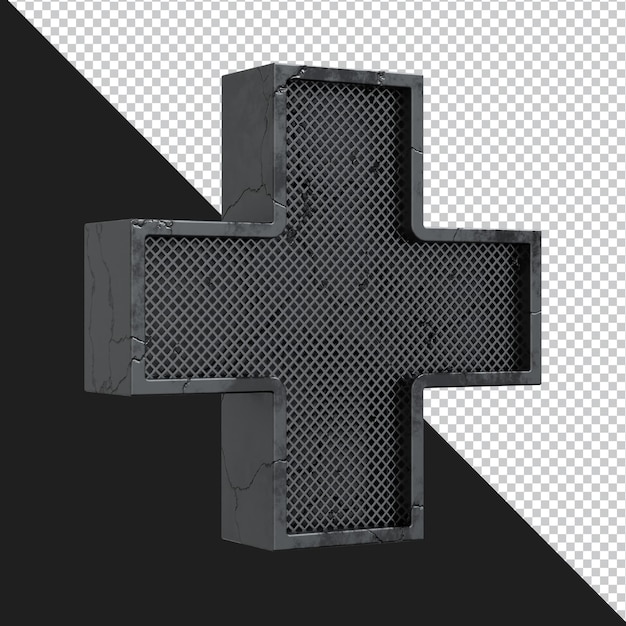 3D-weergave van alfabet plus symbool geïsoleerd