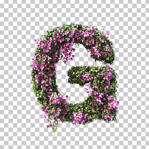 3d-weergave van bougainvillea-alfabet g