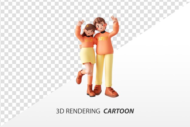 3D-weergave van cartoonliefhebbers