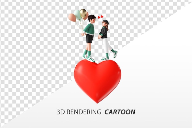 PSD 3d-weergave van cartoonliefhebbers