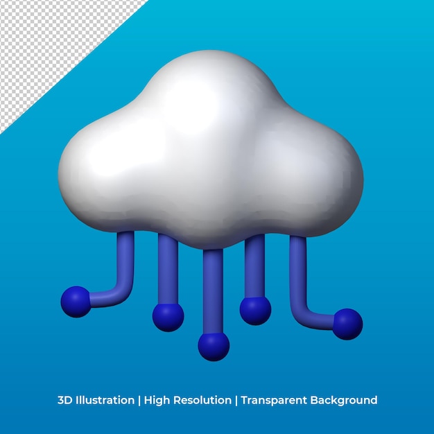 3d-weergave van cloudtechnologie