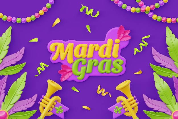 3D-weergave van de achtergrond van Mardi Gras