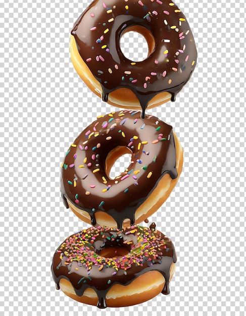 3d-weergave van donuts met glazuur geïsoleerd op een doorzichtige achtergrond