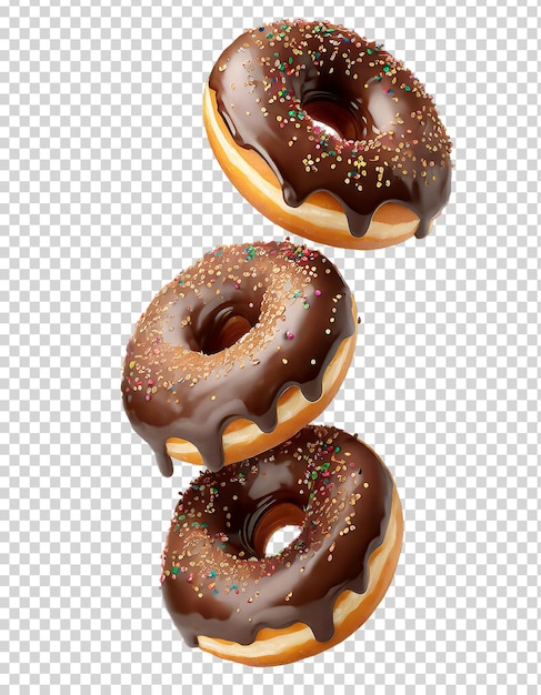 3D-weergave van donuts met glazuur geïsoleerd op een doorzichtige achtergrond