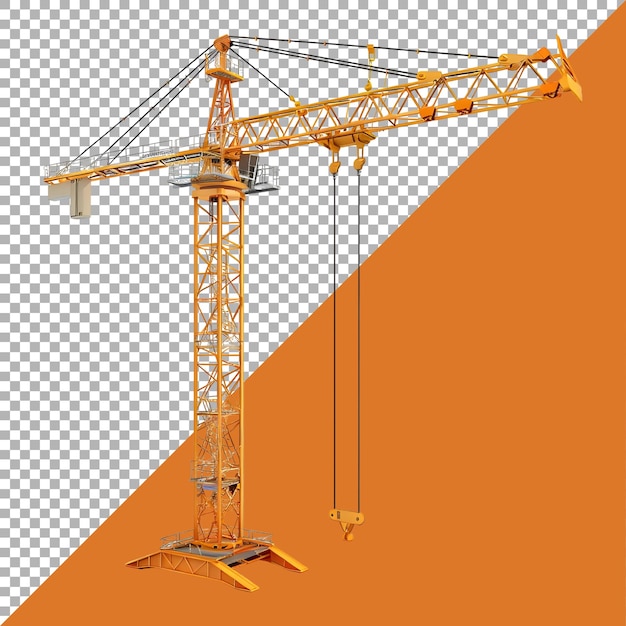 PSD 3d-weergave van een bouwplaatskraan op een doorzichtige achtergrond
