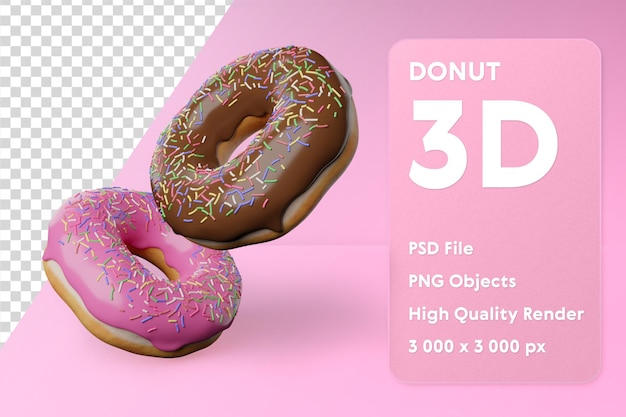 3D-weergave van een donuts Psd