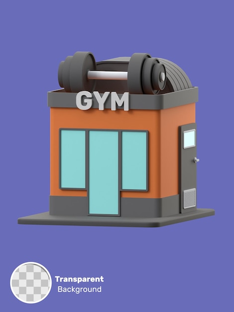 PSD 3d-weergave van een illustratie van een sportschoolgebouw object op een transparante achtergrond