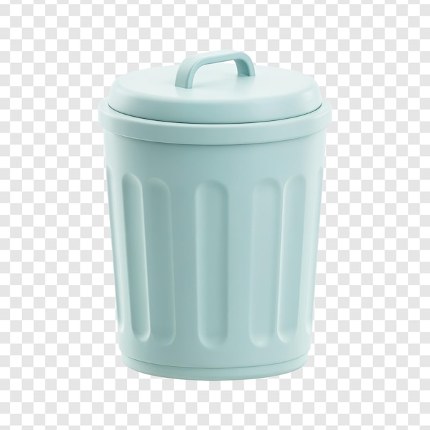 3D-weergave van een pastelblauwe vuilnisbak
