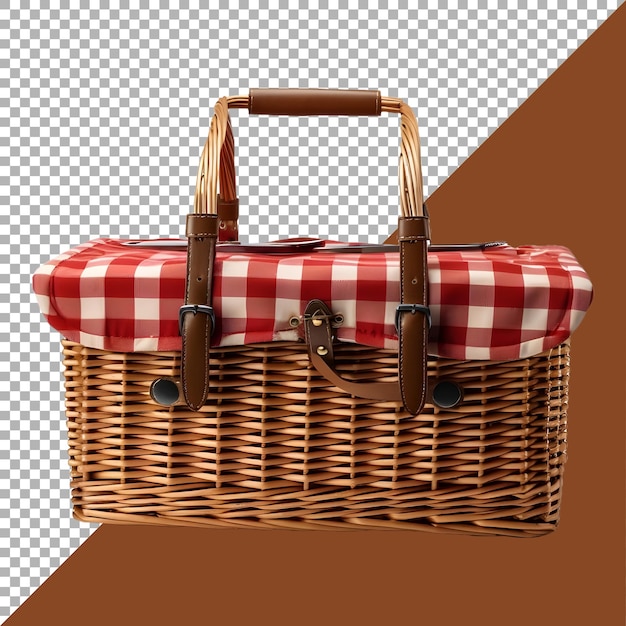 PSD 3d-weergave van een picknickmand of -doos op een doorzichtige achtergrond