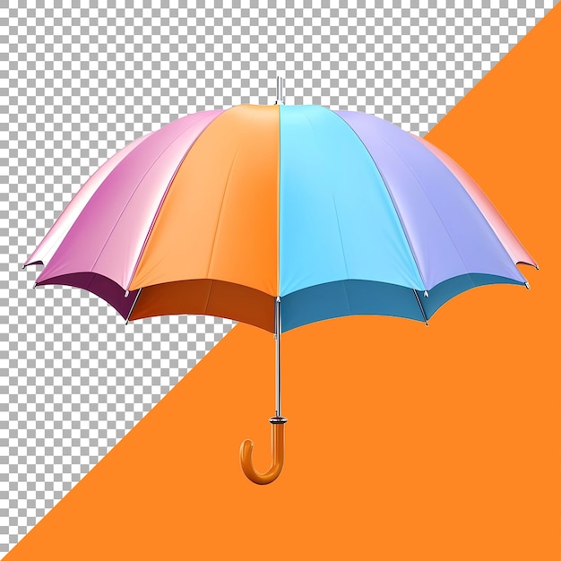 3D-weergave van een prachtige kleurrijke paraplu op een doorzichtige achtergrond
