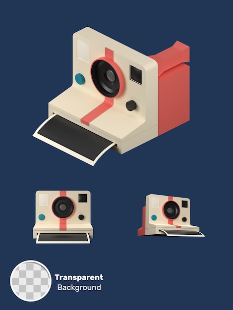 PSD 3d-weergave van een retro-camera-illustratie