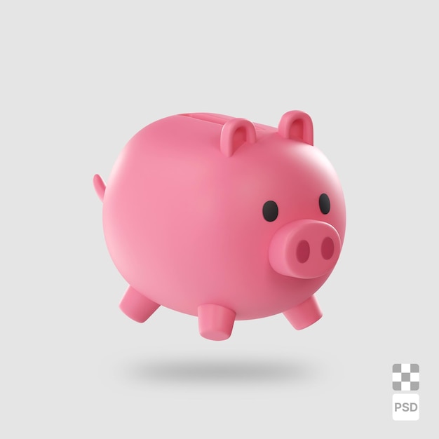 3D-weergave van een schattig roze spaarvarken