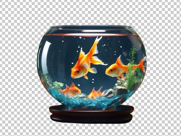 PSD 3d-weergave van een schattige tropische vis in een kom