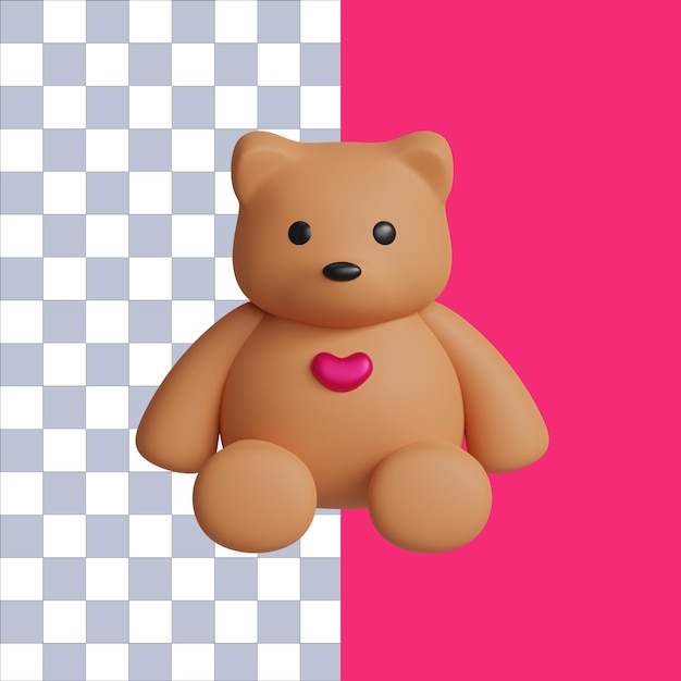 PSD 3d-weergave van een teddybeerpictogram voor valentijnsdag