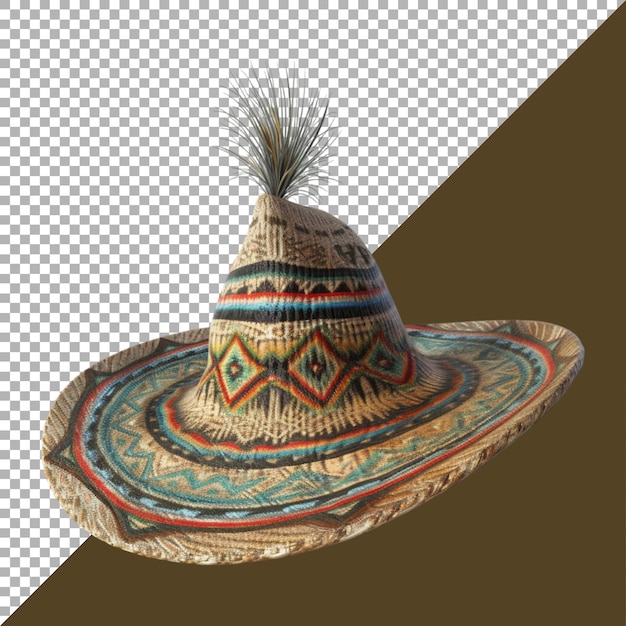 PSD 3d-weergave van een traditionele mexicaanse hoed op een doorzichtige achtergrond