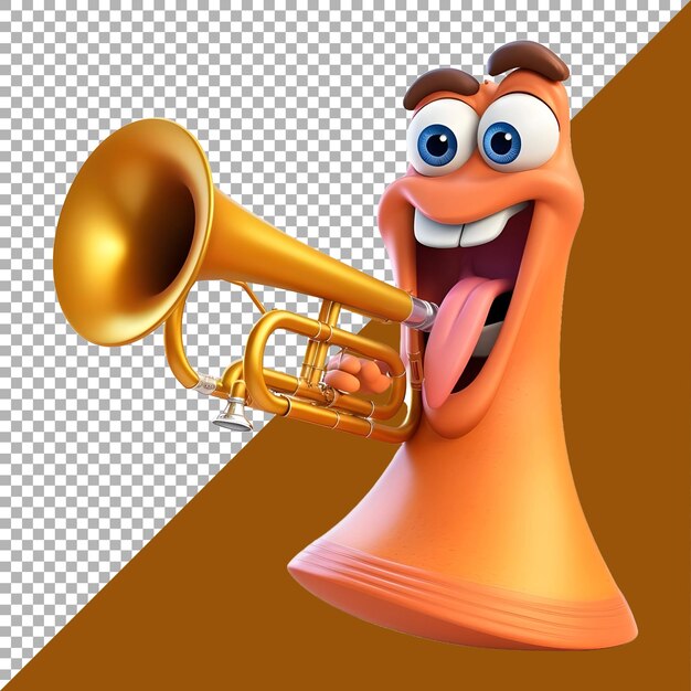 PSD 3d-weergave van een trompet op een doorzichtige achtergrond