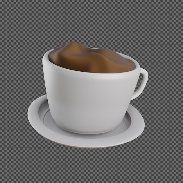 3D-weergave van een warme kop koffie