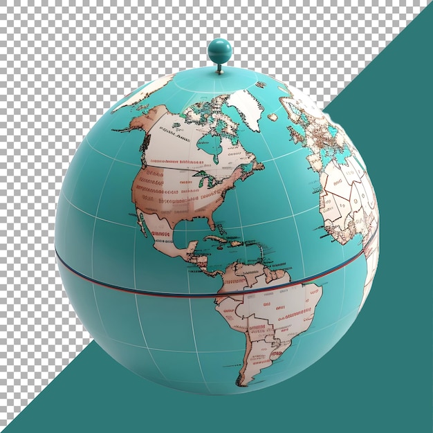 3d-weergave van een wereldkaart op de aardbol op transparante achtergrond ai generated