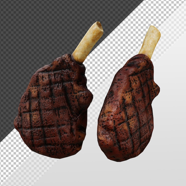 PSD 3d-weergave van gekookte grill rosbief perspectief weergave