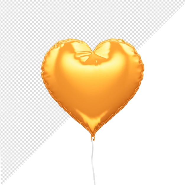 3d-weergave van gele hart realistische ballon
