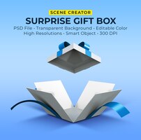 PSD 3d-weergave van geopende verrassing geschenkdoos