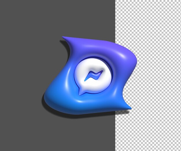 PSD 3d-weergave van glanzende messenger-pictogram