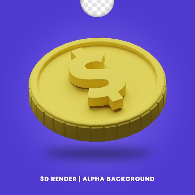 3d-weergave van gouden dollar munt met mat effect geïsoleerd. nuttig voor zakelijke of e-commerce project ontwerp illustratie.