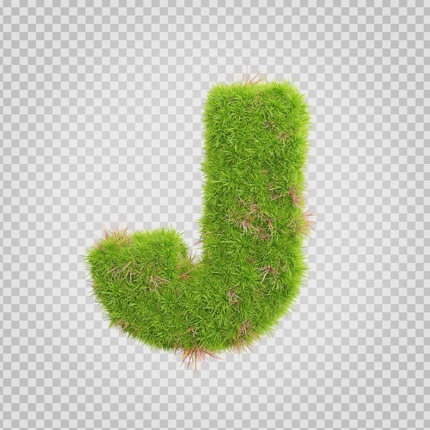 3D-weergave van gras letters alfabet het woord j