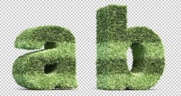 3d-weergave van gras speelveld alfabet a en alfabet b