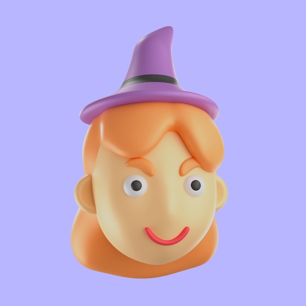 PSD 3d-weergave van halloween heks icon