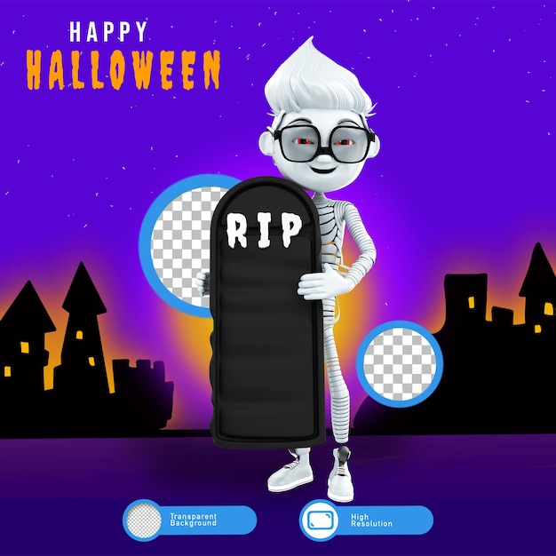 3d-weergave van halloween-personages