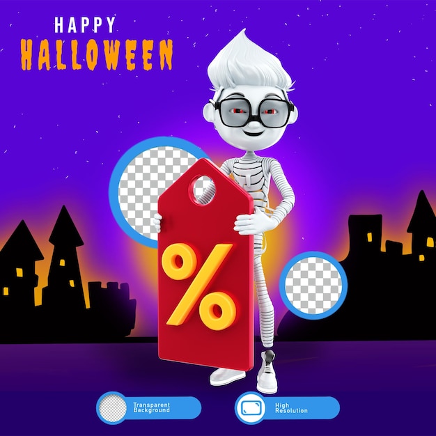 3d-weergave van halloween-personages