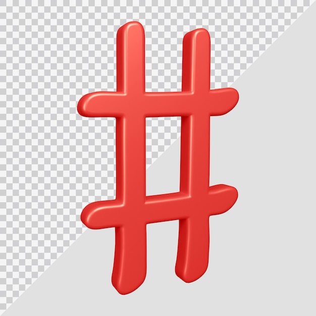 3d-weergave van hashtag-symbool