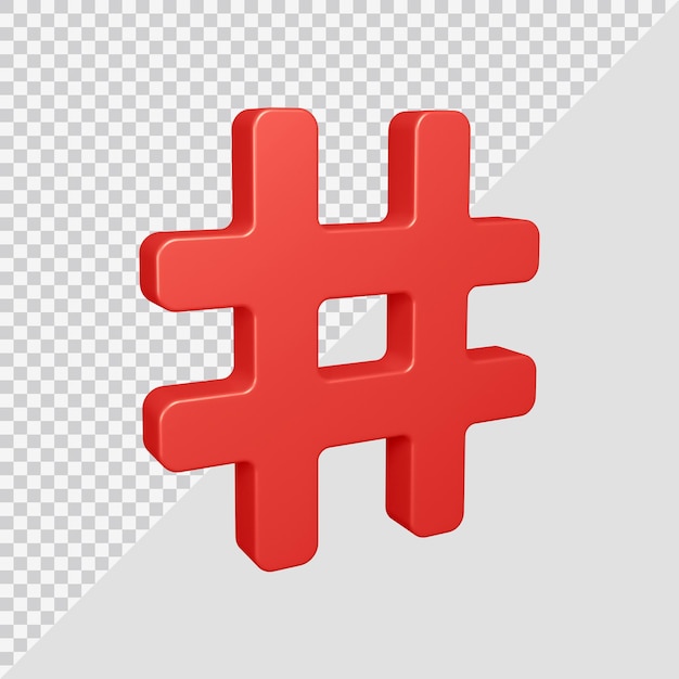 3D-weergave van hashtag-symbool