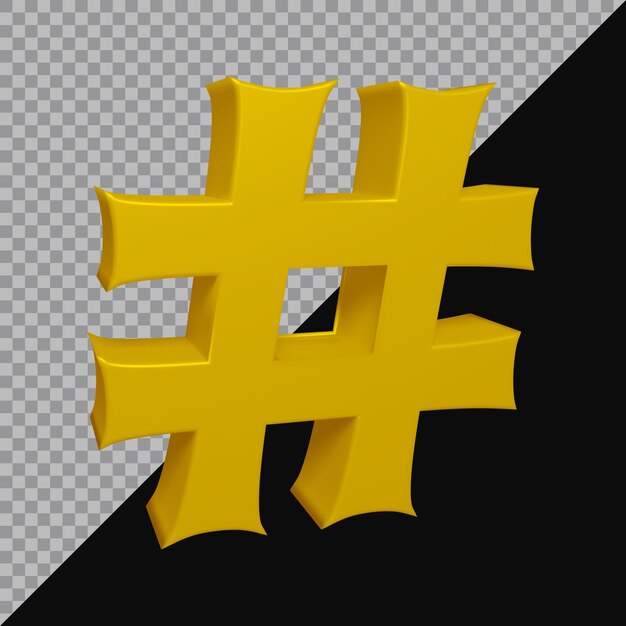 3d-weergave van hashtag-symbool