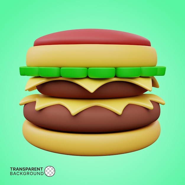 3D-weergave van heerlijke kaasburger