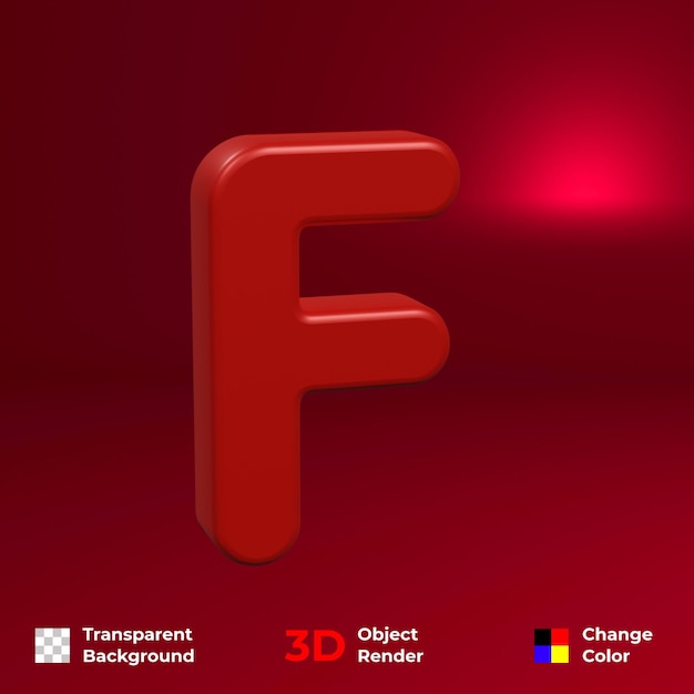 PSD 3d-weergave van het alfabet met een transparante achtergrond en gemakkelijke kleurverandering