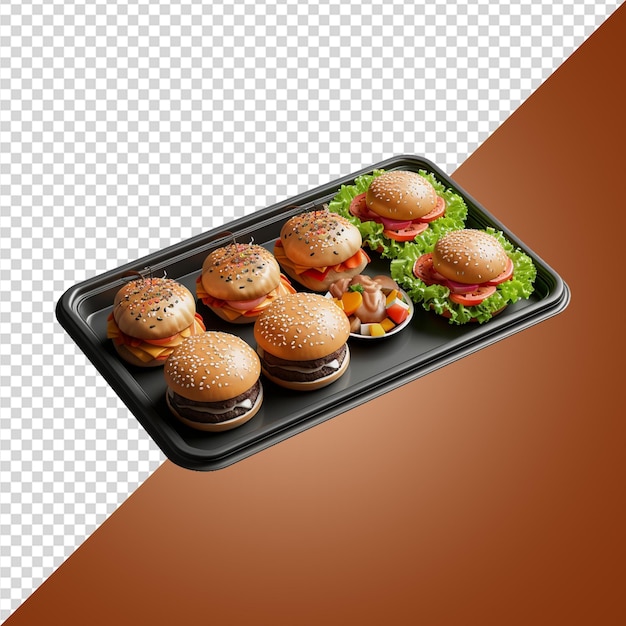 3D-weergave van het bestellen van eten met een smartphone op een doorzichtige achtergrond