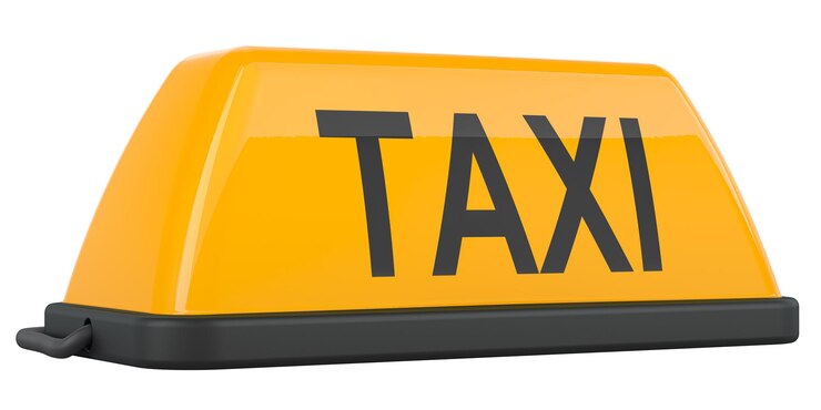 PSD 3d-weergave van het bord van de taxi op een doorzichtige achtergrond