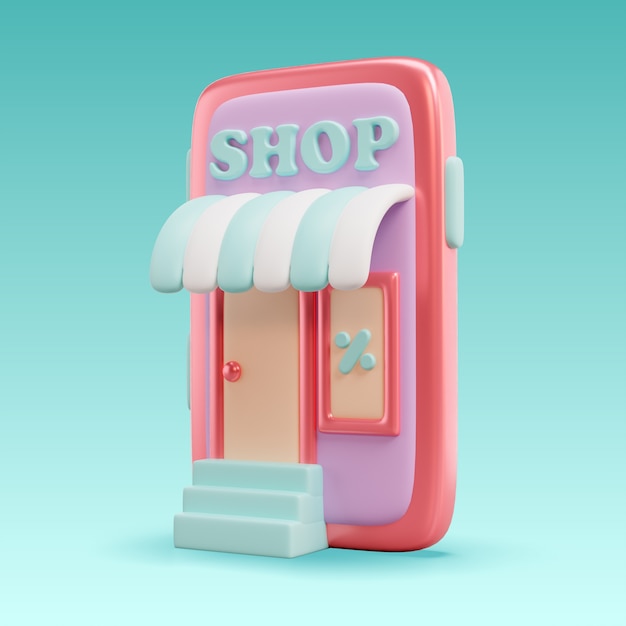 3D-weergave van het buy online icoon