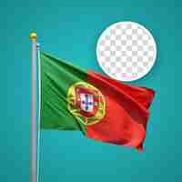 PSD 3d-weergave van het concept van de portugese vlag portugese nationale dag