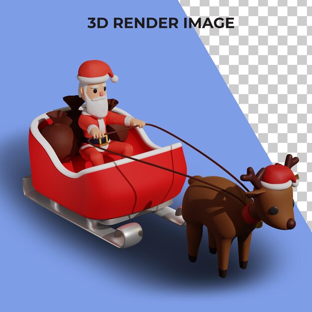 PSD 3d-weergave van het karakter van de kerstman met kerst- en nieuwjaarsconcept