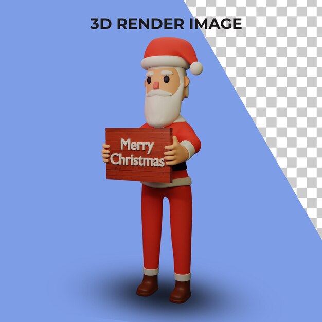 3d-weergave van het karakter van de kerstman met kerst- en nieuwjaarsconcept