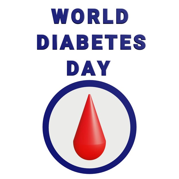 PSD 3d-weergave van het pictogram van de werelddiabetesdag